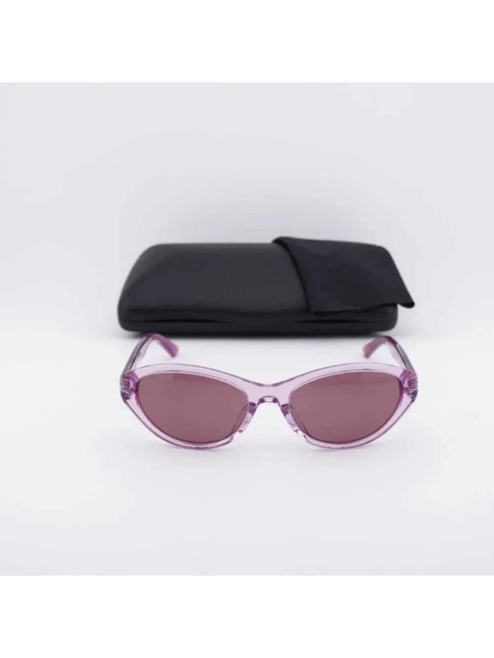 Balenciaga BB0404SK 004 Sunglasses Shiny Violet Cat Eye Frame, Violet Lenses
